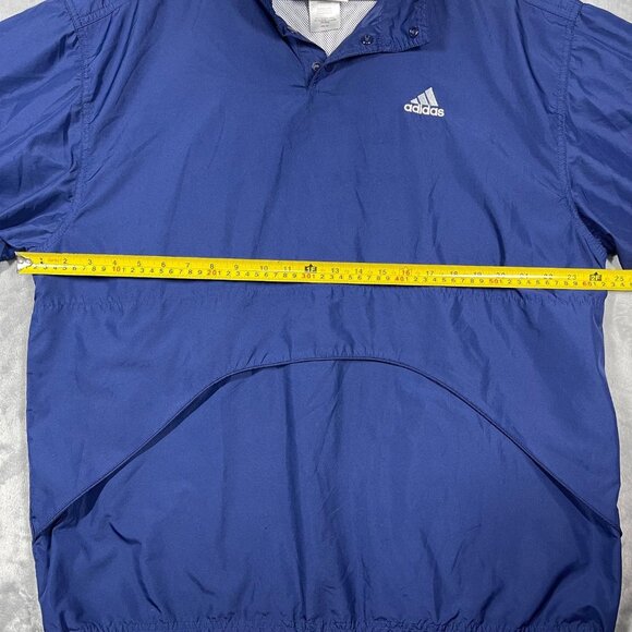 Vintage 90's ADIDAS 1/4 Button Navy Blue Pullover Windbreaker Jacket Mens Large - Picture 8 of 11